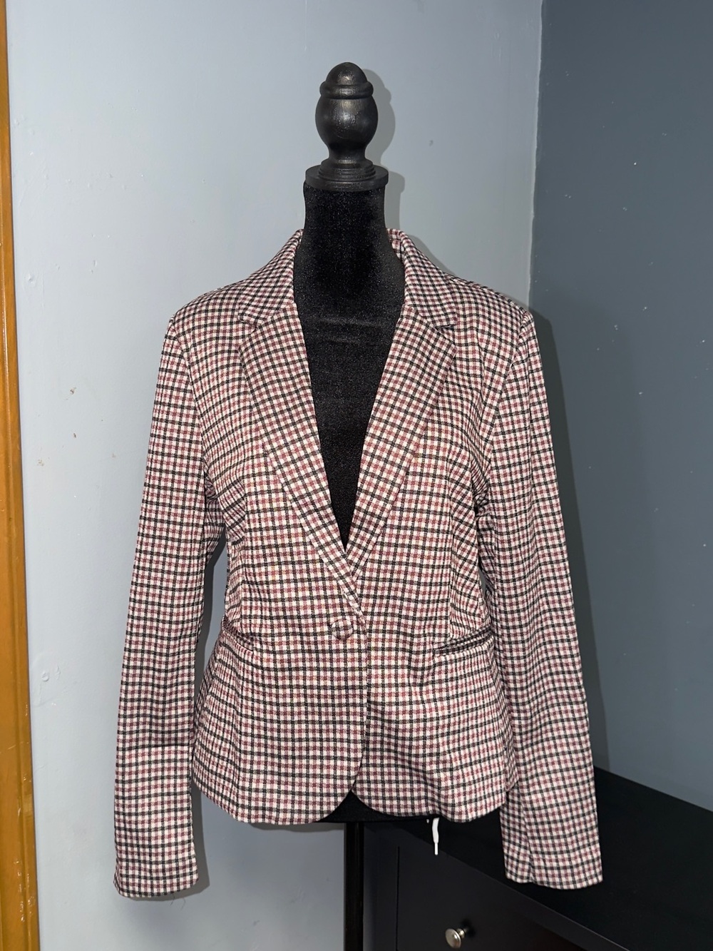 Houndstooth Pattern Single-Button Women's Blazer
